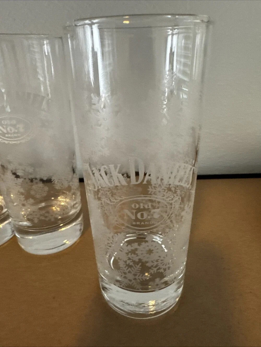 Highball Glasses Set of 4 Jack Daniels Old No. 7 Snowflake 10 Oz Etched 6